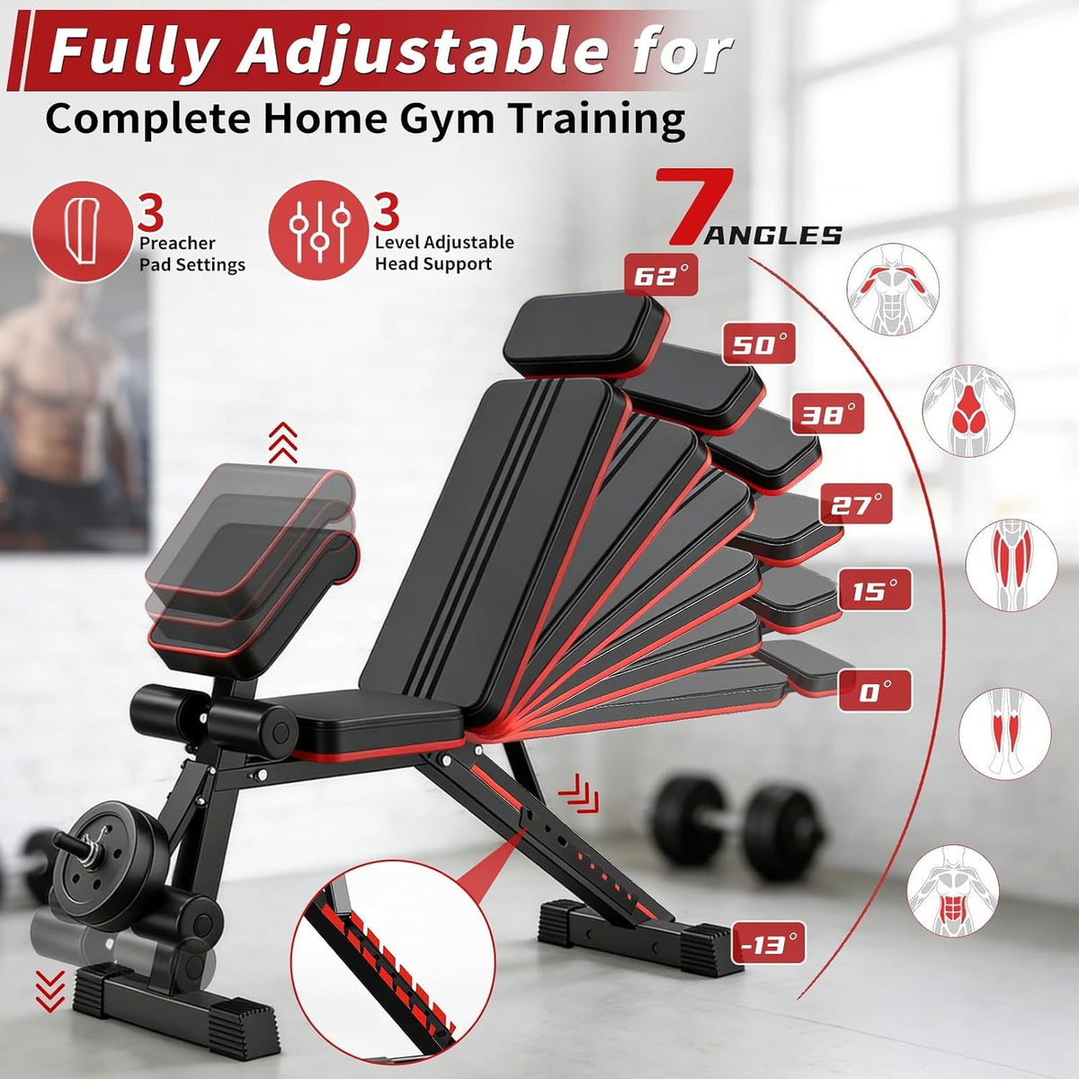 Adjustable Weight Bench, Foldable Workout Bench Press for Home Gym - My Love for Fitness