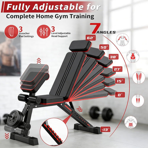 Adjustable Weight Bench, Foldable Workout Bench Press for Home Gym - My Love for Fitness