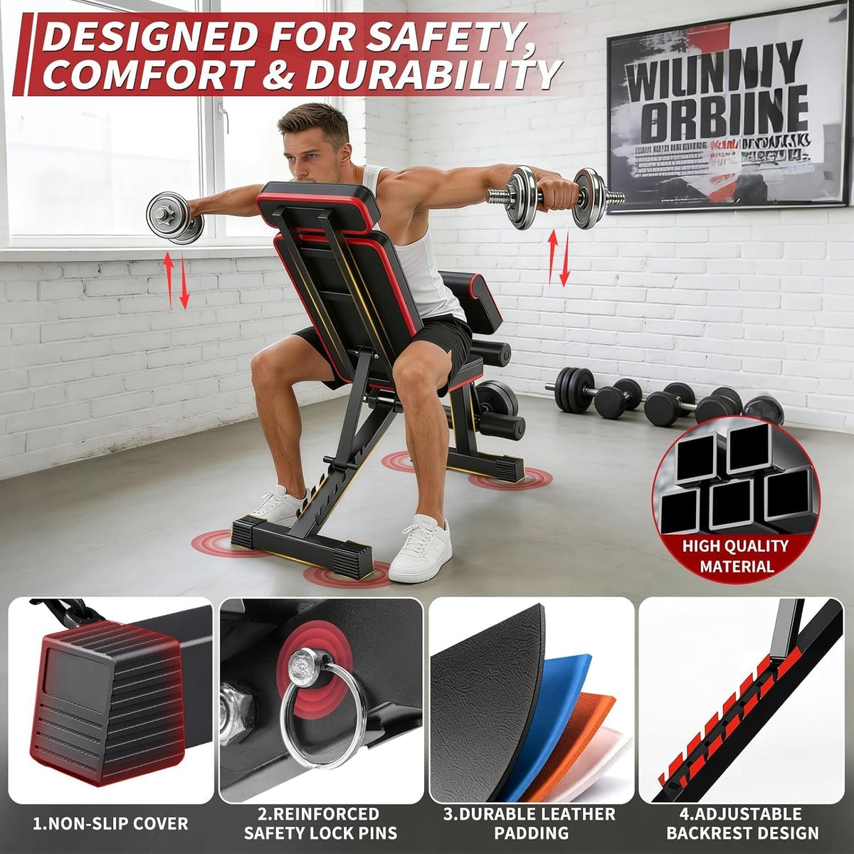 Adjustable Weight Bench, Foldable Workout Bench Press for Home Gym - My Love for Fitness