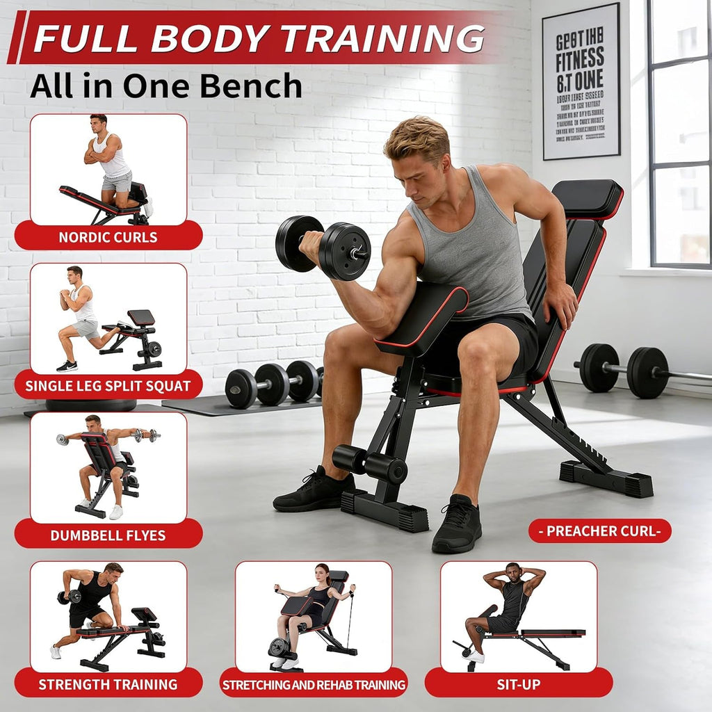 Adjustable Weight Bench, Foldable Workout Bench Press for Home Gym - My Love for Fitness