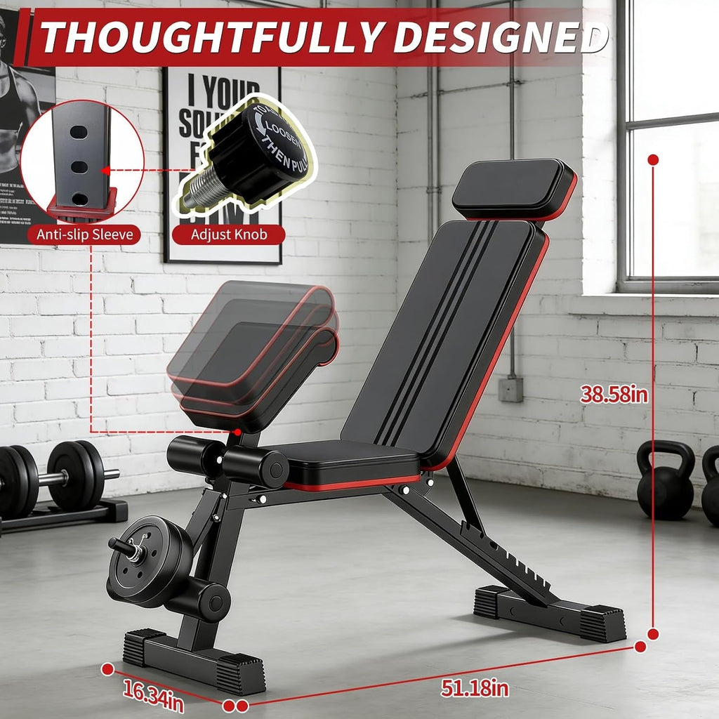 Adjustable Weight Bench, Foldable Workout Bench Press for Home Gym - My Love for Fitness