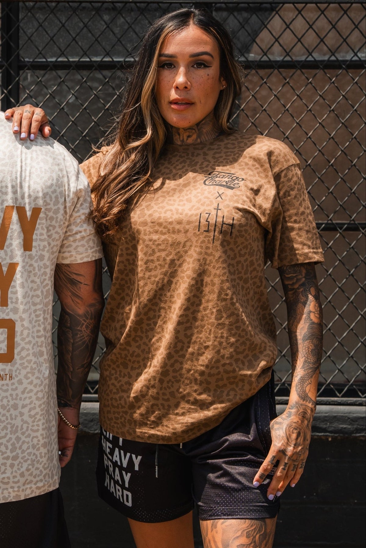 Lift Heavy. Pray Hard. Chestnut Leopard Unisex Tee - My Love for Fitness