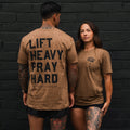 Lift Heavy. Pray Hard. Chestnut Leopard Unisex Tee - My Love for Fitness