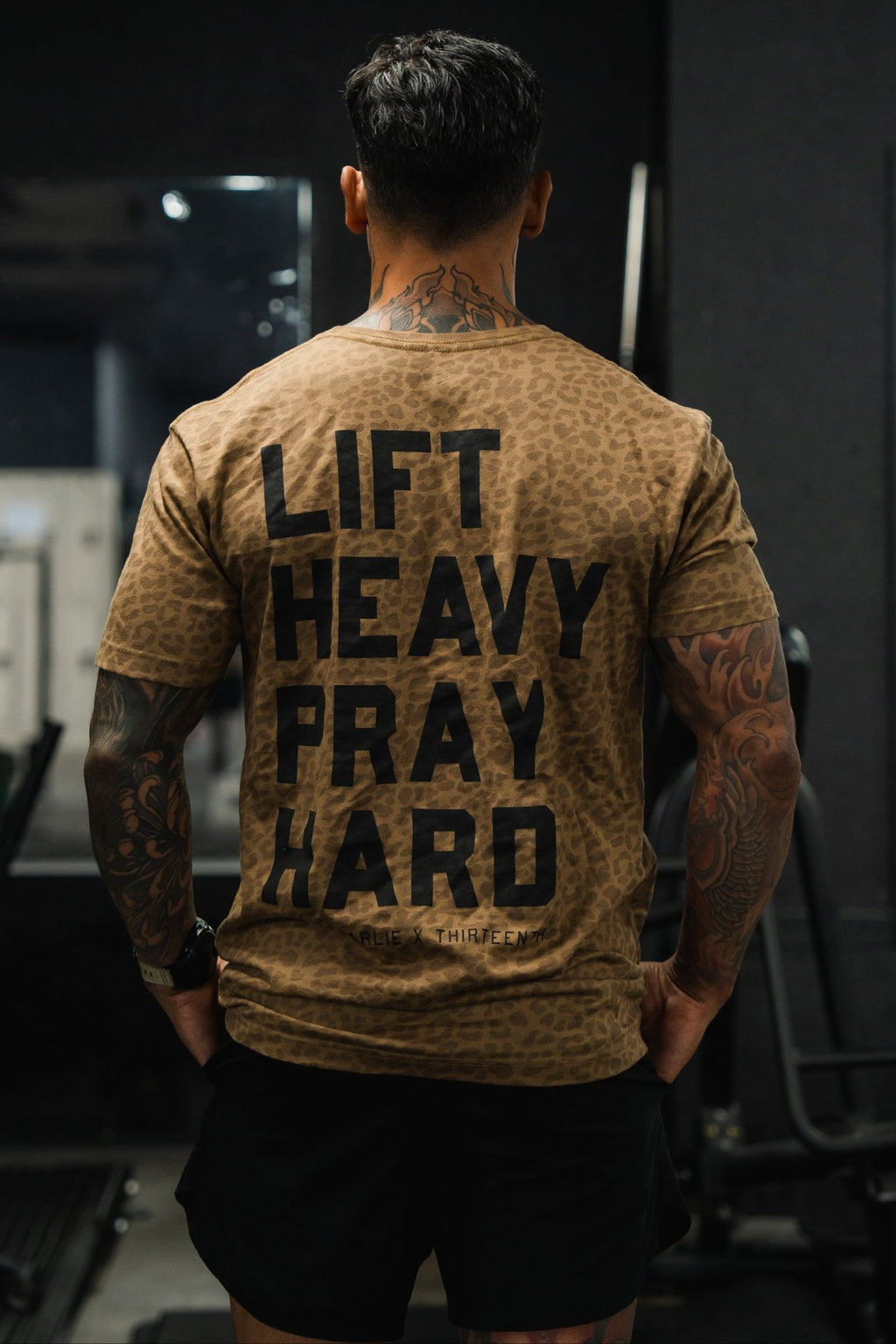 Lift Heavy. Pray Hard. Chestnut Leopard Unisex Tee - My Love for Fitness