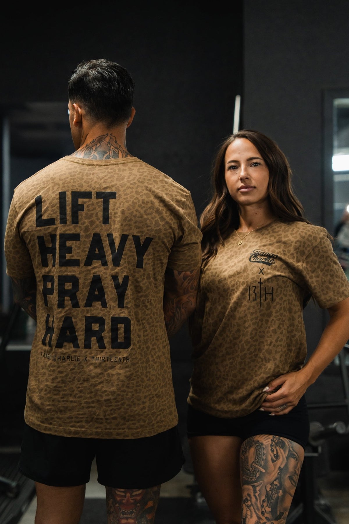 Lift Heavy. Pray Hard. Chestnut Leopard Unisex Tee - My Love for Fitness