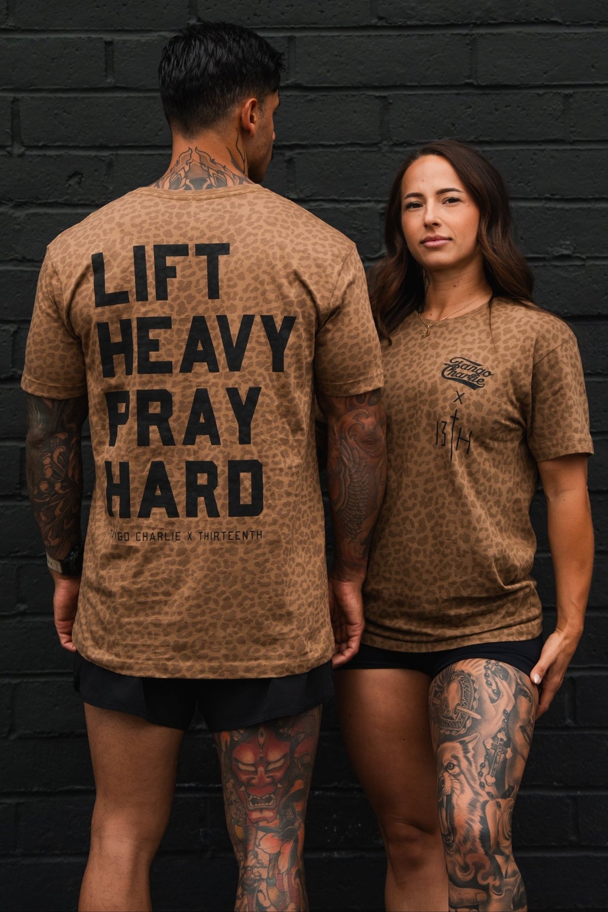 Lift Heavy. Pray Hard. Chestnut Leopard Unisex Tee - My Love for Fitness