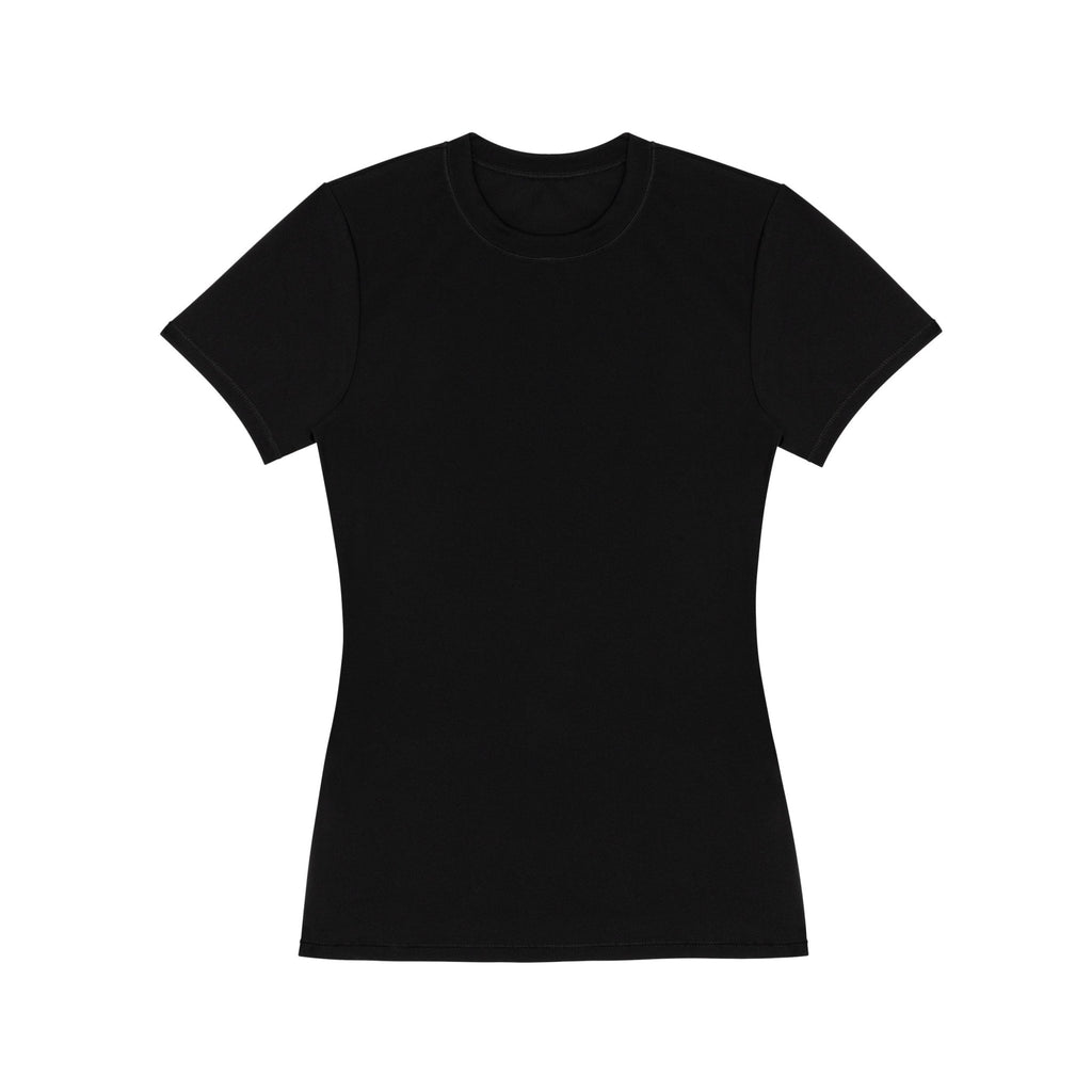 Black OTL women's Everybody short-sleeve crewneck tee, flat lay