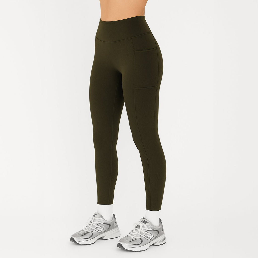 OTL high-waist pocket leggings, angled front view