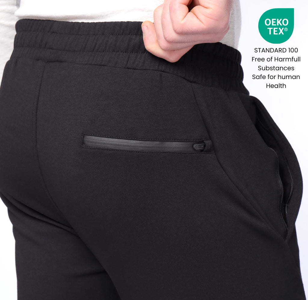 Zip back pocket on black SCR Classic sweatpants