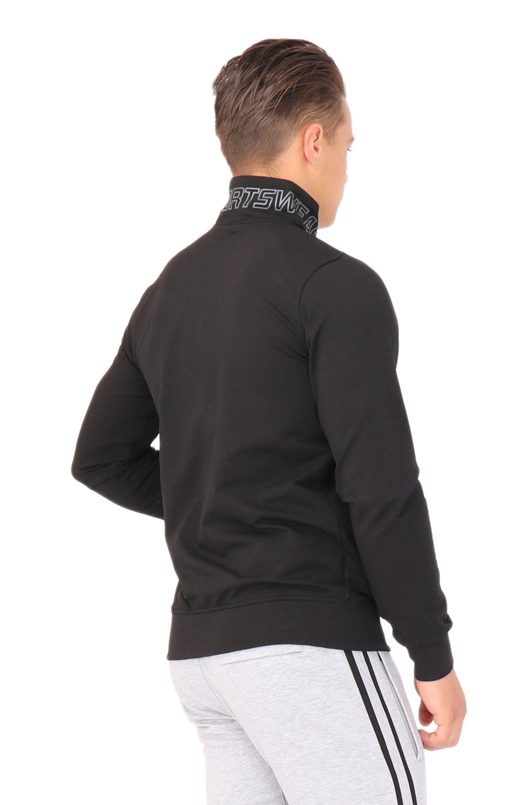 Black SCR All-Day Comfort full-zip sweatshirt, back view