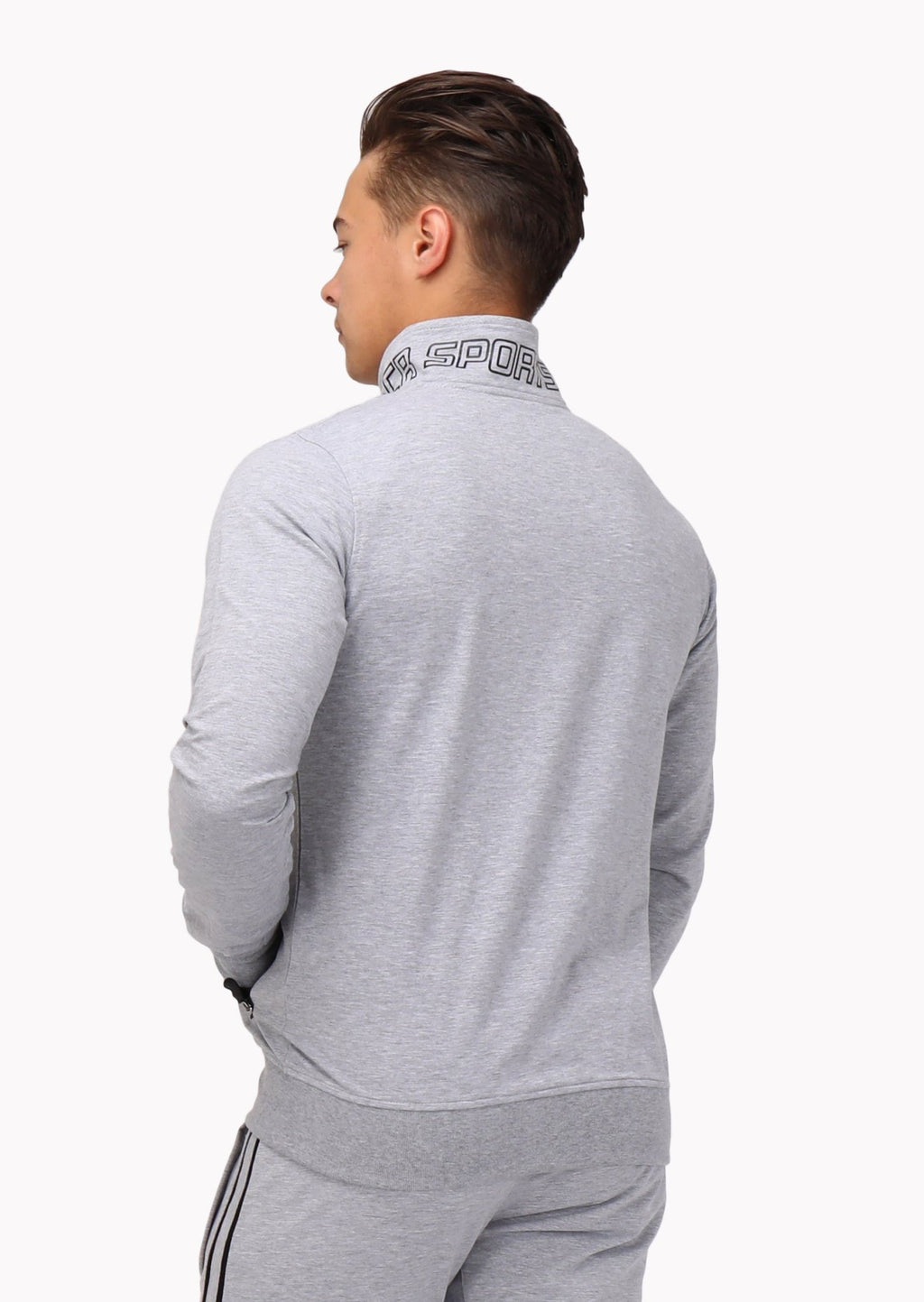 Light Grey Heather SCR All-Day Comfort sweatshirt, back detail