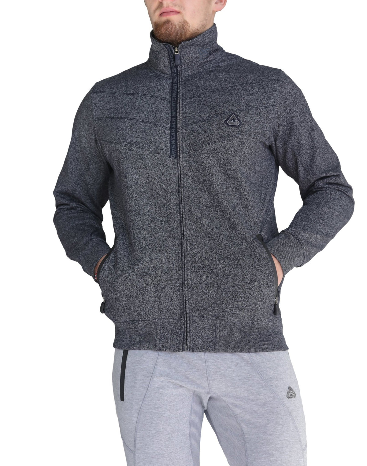 Heather Grey SCR All-Day Comfort full-zip sweatshirt, front view