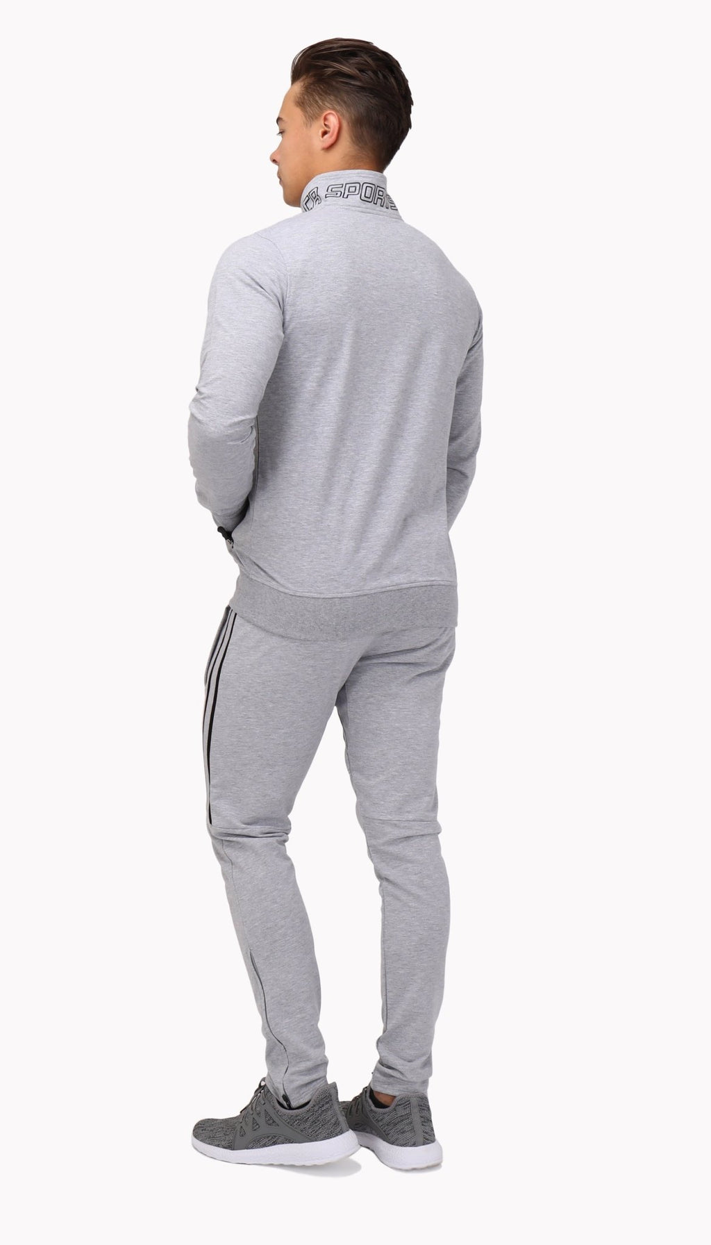 Light Grey Heather SCR All-Day Comfort sweatshirt, rear full-length view