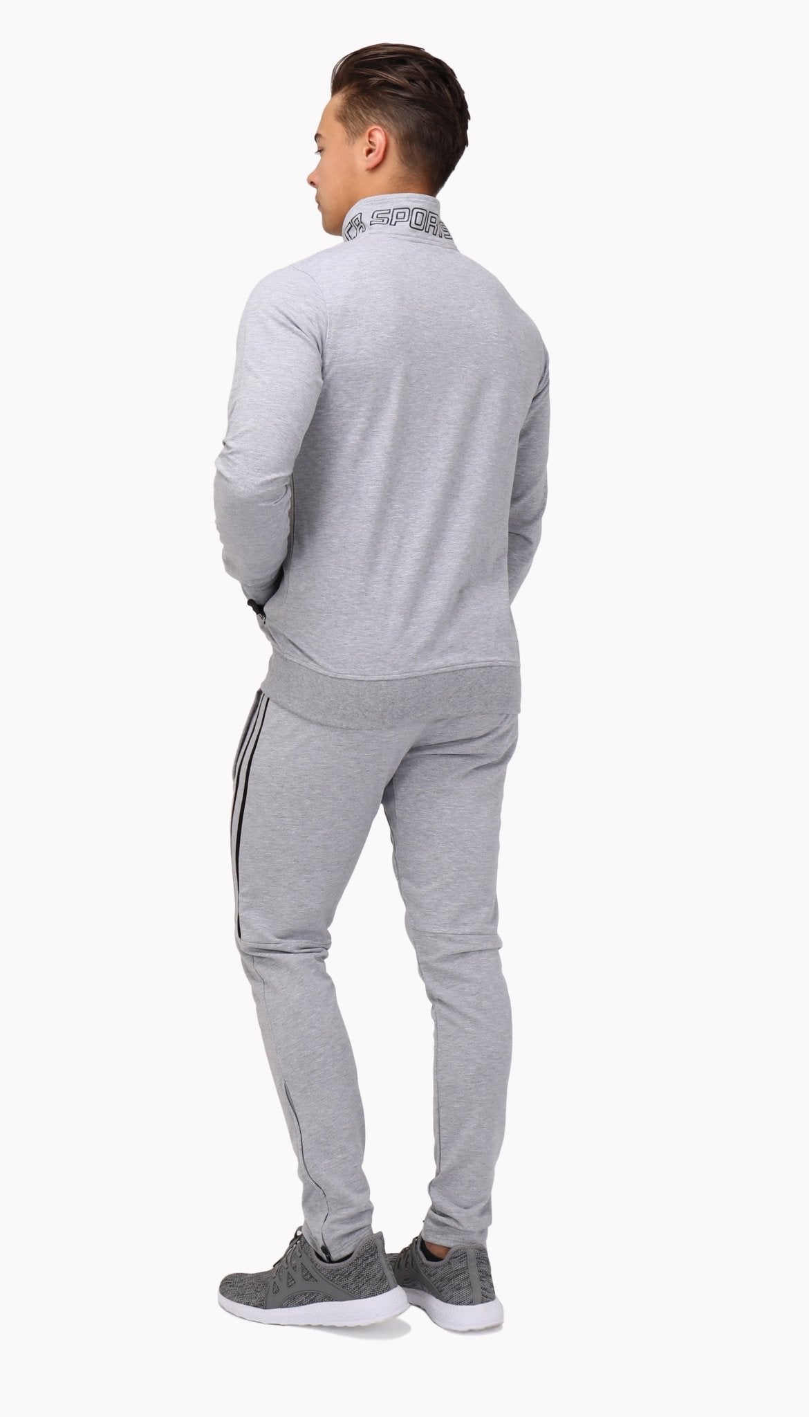 Light Grey Heather SCR All-Day Comfort sweatshirt, rear full-length view