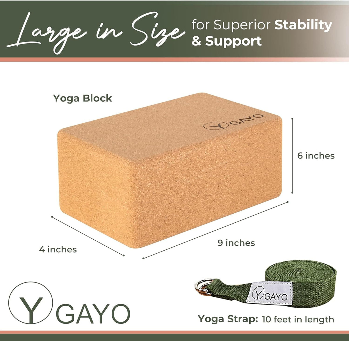 Sustainable Large Cork Yoga Blocks & Strap Set - My Love for Fitness